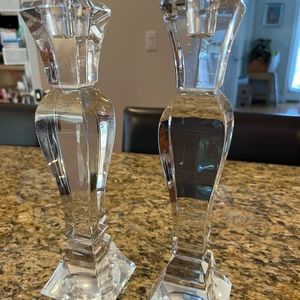 Set of two Crate & Barrel glass candlesticks